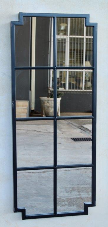BLACK DISTRESSED 8 PANE MIRROR  120X50CM
